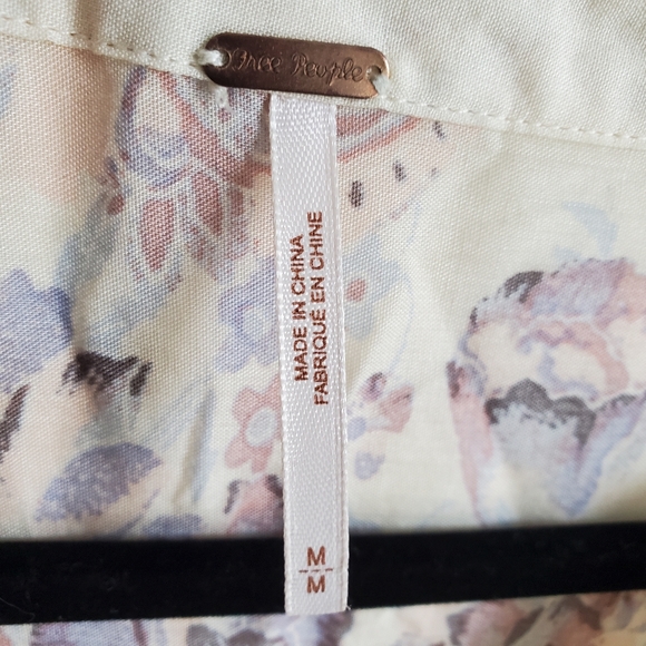 Free People Womens Boho V Neck Dress Size M Long Sleeve Floral Print - Picture 2 of 4